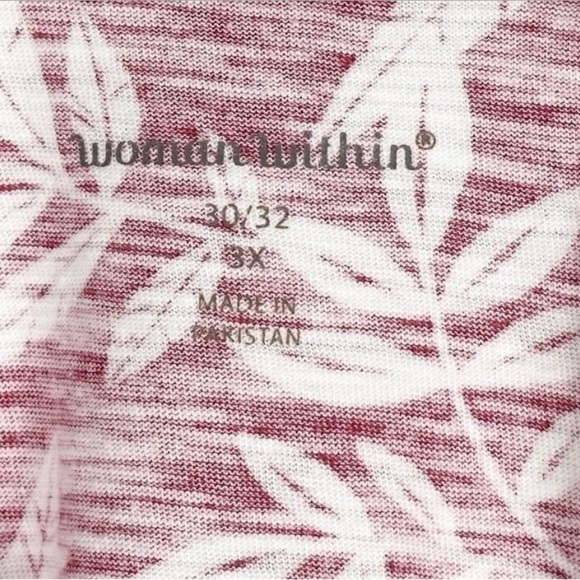 Woman Within Plus Size 3X Women’s Top 30W 32W Red Tropical Floral Print Cotton - Picture 9 of 11